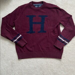Tommy Hilfiger Burgundy “H” Logo Knit Sweater – Size M
